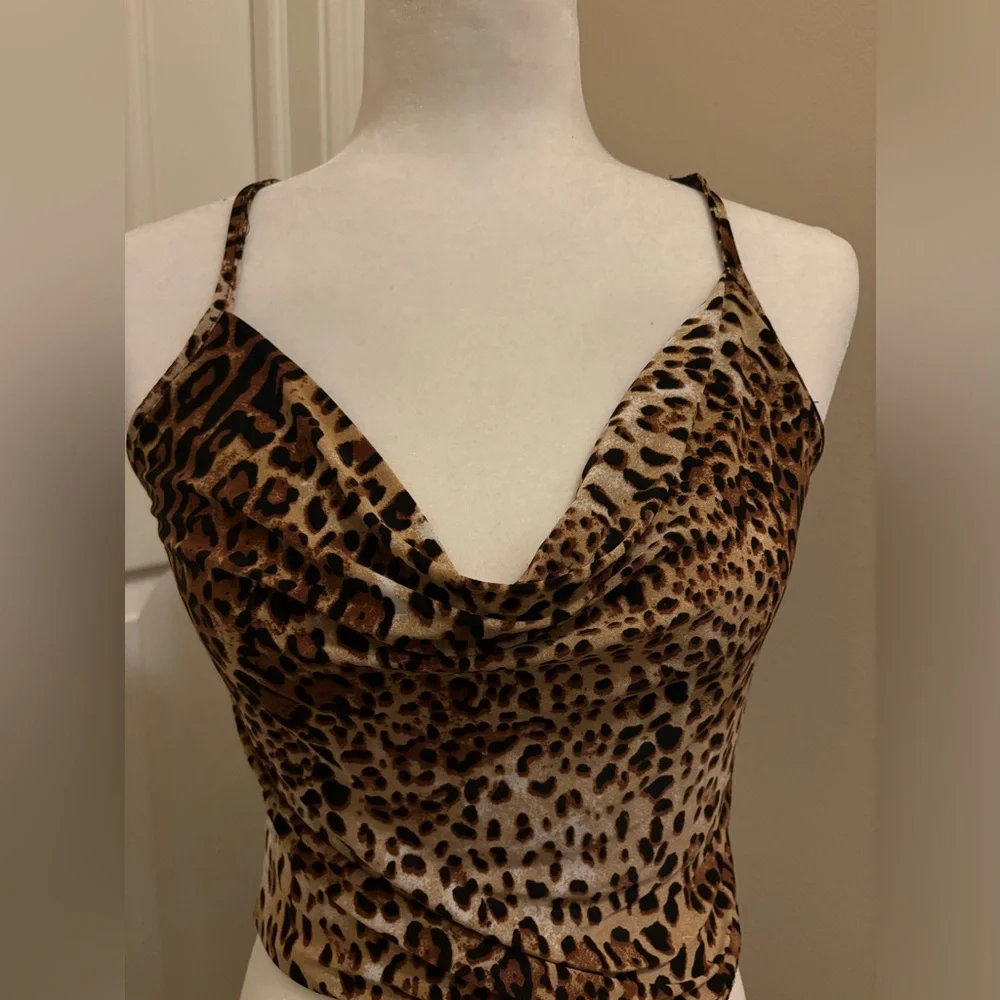 Cheetah print scoop tank top - Picture 2 of 3